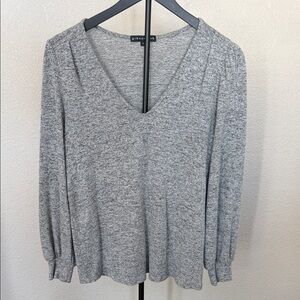 Gibson Light Gray V-Neck Women's Blouse